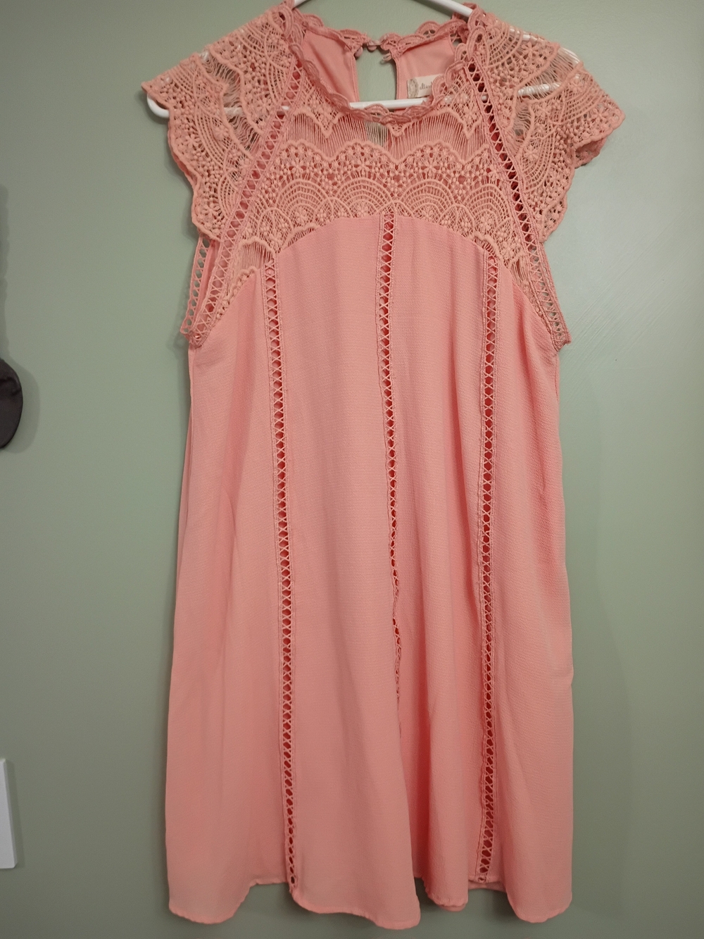 Altar'd State Peach Crochet Yoke Mini Dress